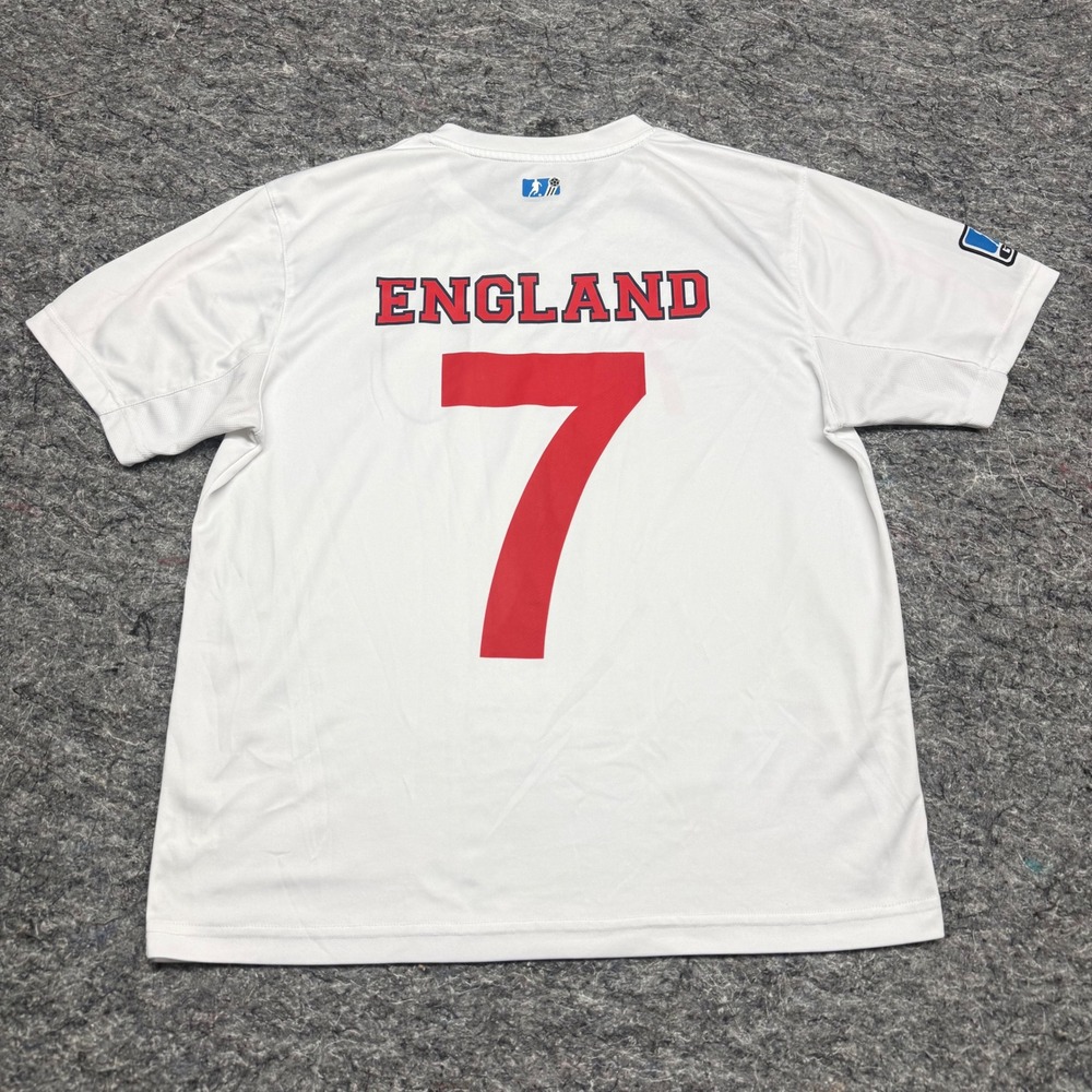 GOL England Soccer Jersey Mens Medium White Red Blue Number 7 Football Shirt - Picture 9 of 10